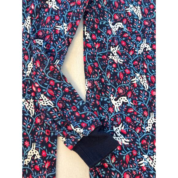 Crewcuts J Crew Girls 2 Piece Navy Holiday PJs Pajamas Deer Print Long Johns 10 - Picture 3 of 7